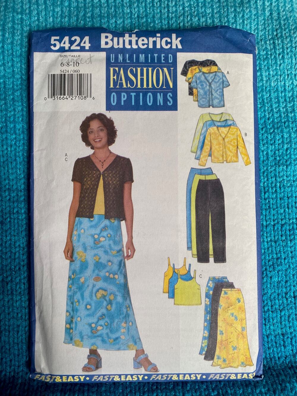 Butterick 5424 skirt top pants pattern